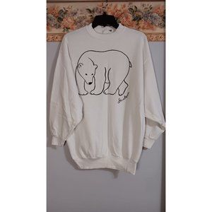 Jantzen Large White Polar Bear Vintage Fleece Classic Pullover Sweatshirt